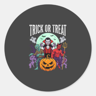 Sticker Rond Parade de monstres Halloween Trick or Treat