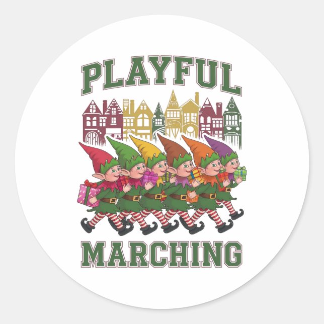 Sticker Rond Parade des elfes de Noël (Devant)