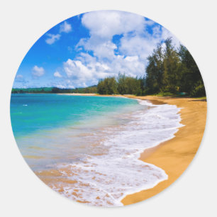 Sticker Rond Paradis de plage tropical, Hawaï