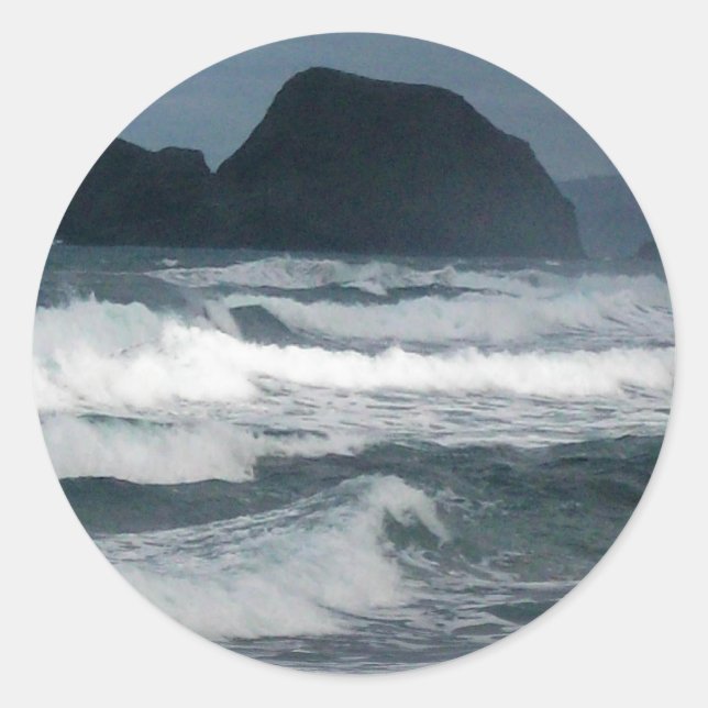 Sticker Rond Paradis tropical océanique de la côte hawaïenne (Devant)