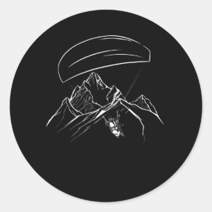 Sticker Rond Paraglider Mountains Glide Adventure