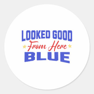 Sticker Rond Paraissait bien d'ici Bleu Drôle Softll Game Day _