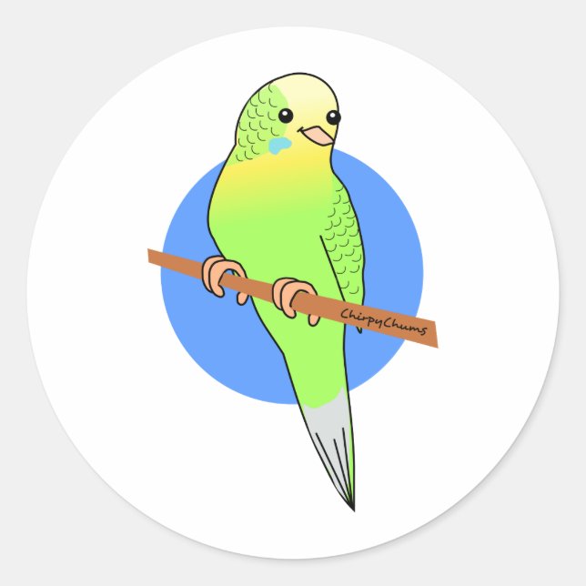 Sticker Rond Parakeet vert mignon (Devant)