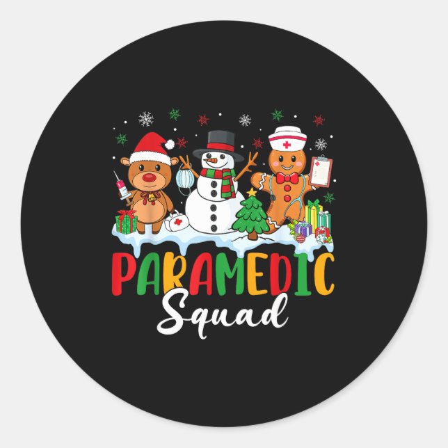 Sticker Rond Paramedic Squad Reindeer Snowman Gingerbread Chris (Devant)
