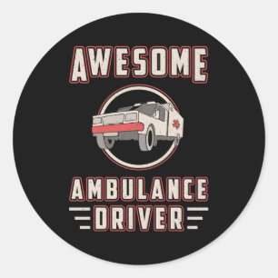 Sticker Rond Paramètre Emt d'urgence du pilote d'ambulance géni
