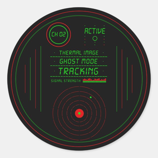 Sticker Rond Paranormal Ghost Tracker Radar Display Scanner Art (Devant)