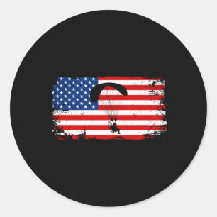 Sticker Rond Parapente américaine à drapeau flottant