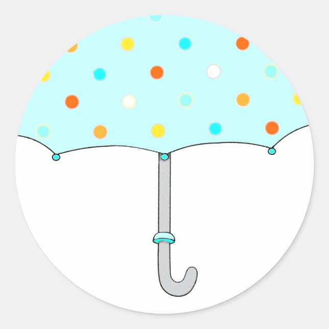 Sticker rond parapluie classique baby shower (Devant)
