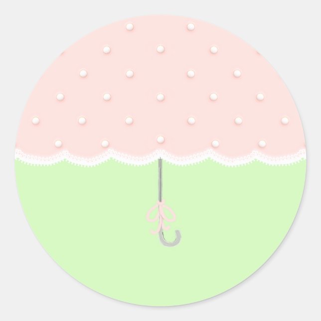Sticker Rond Parapluie pour Baby Shower (Devant)