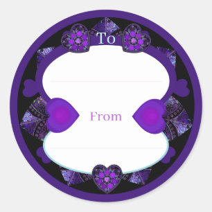 Sticker Rond Parapluie violet & coeurs .7