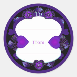Sticker Rond Parapluie violet & coeurs .7