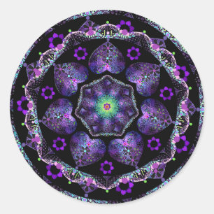 Sticker Rond Parapluie violet & coeurs .7