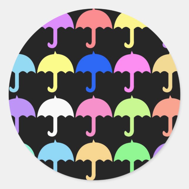 Sticker Rond Parapluies colorés (Devant)