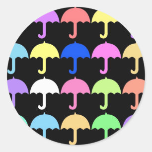 Sticker Rond Parapluies colorés