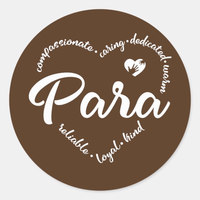 Sticker Rond Paraprofessionnel Coeur Para Assistant enseignant (Devant)