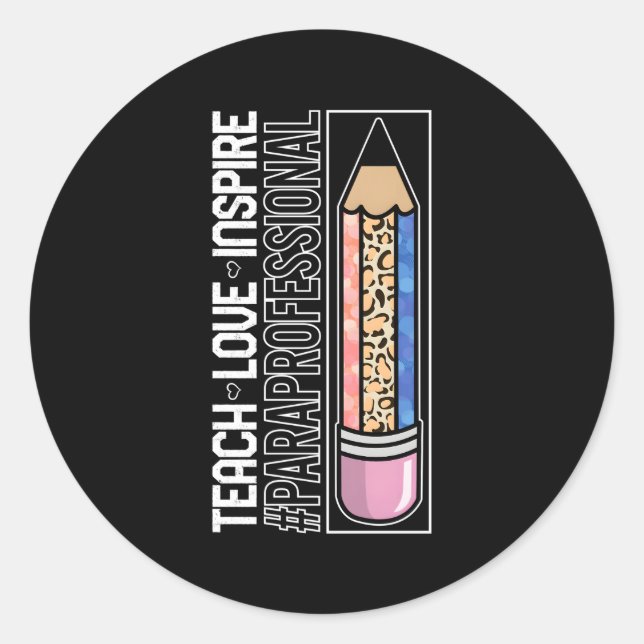 Sticker Rond Paraprofessionnel Enseigner Inspirer Amour Para En (Devant)