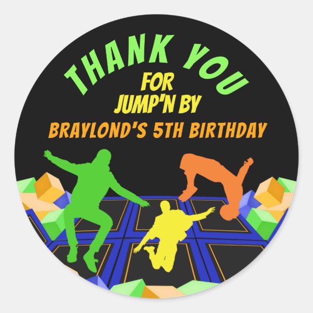Sticker Rond Parc de trampoline pour garçons Merci (Devant)