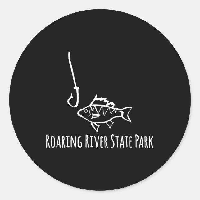 Sticker Rond Parc d'État de Roaring River Pêche drôle Poisson P (Devant)