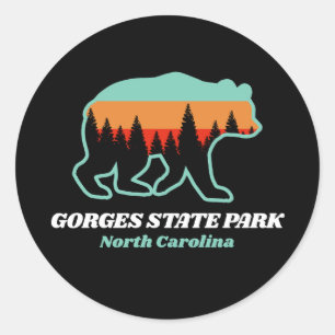 Sticker Rond Parc d'état des Gorges Caroline du Nord Bear NC Re