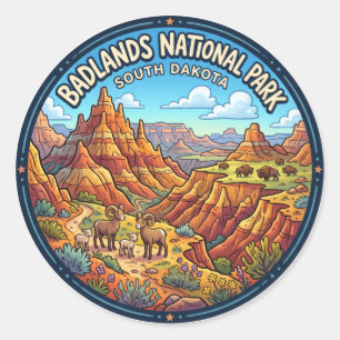 Sticker Rond Parc national de Badlands, Dakota du Sud