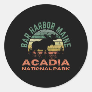 Sticker Rond Parc national de Bar Harbour Acadia Maine Moose Ra