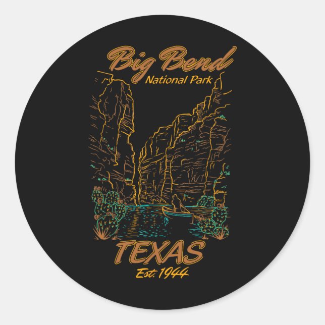 Sticker Rond Parc national de Big Bend Texas Camping Randonnée  (Devant)