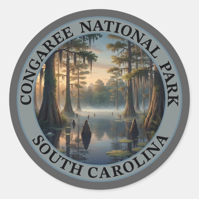 Sticker Rond Parc national de Congaree Caroline du Sud (Devant)