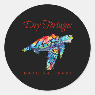 Sticker Rond Parc national de Dry Tortugas Tortue marine aquare