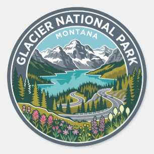 Sticker Rond Parc national de Glacier Montana