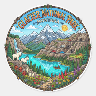 Sticker Rond Parc national de Glacier Montana