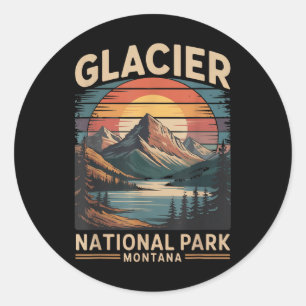 Sticker Rond Parc national de Glacier Ours Vintage Montana Rand
