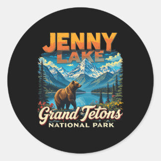 Sticker Rond Parc national de Grand Teton Randonnée vintage du