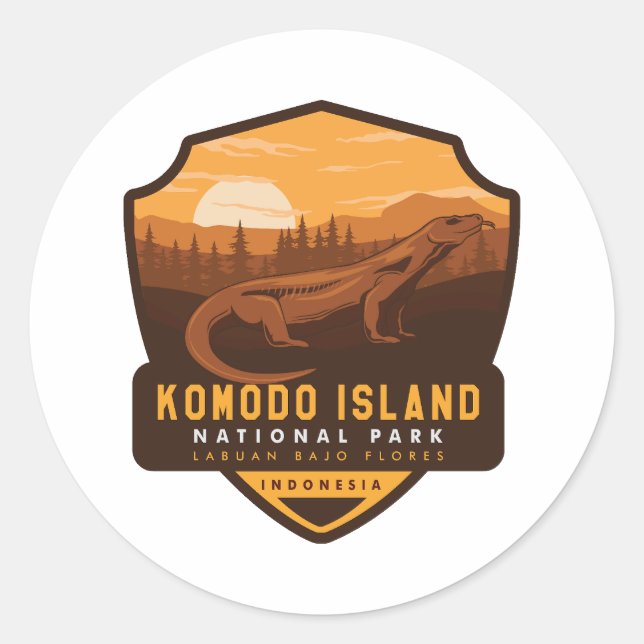 Sticker Rond Parc national de Komodo Island (Devant)