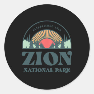 Sticker Rond Parc national de l'Utah Zion de style rétro