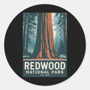 Sticker Rond Parc national de Redwood Vintage Hommes de camping