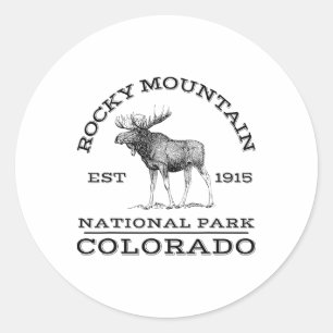 Sticker Rond Parc national de Rocky Mountain Colorado Moose Ran