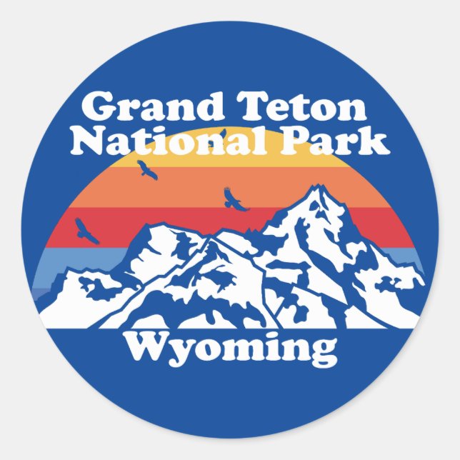 Sticker Rond Parc national de vintage Grand Teton (Devant)