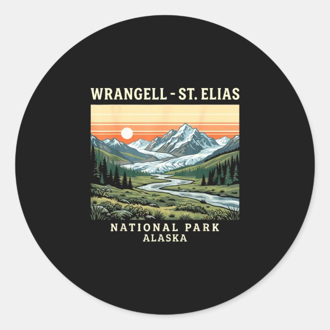 Sticker Rond Parc national de Wrangell-St Elias en Alaska vinta (Devant)