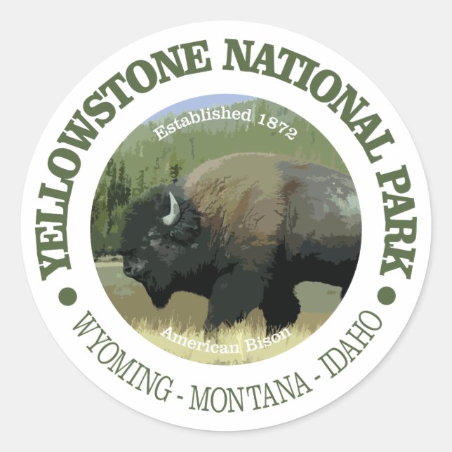 Sticker Rond Parc national de Yellowstone (bison) (Devant)
