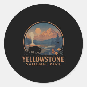 Sticker Rond Parc national de Yellowstone Us Bison Randonnée Vi