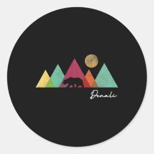 Sticker Rond Parc national Denali d'Alaska Souvenir Ours Coloré