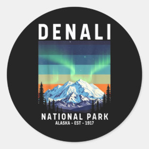 Sticker Rond parc national denali vintage alaska mont denali
