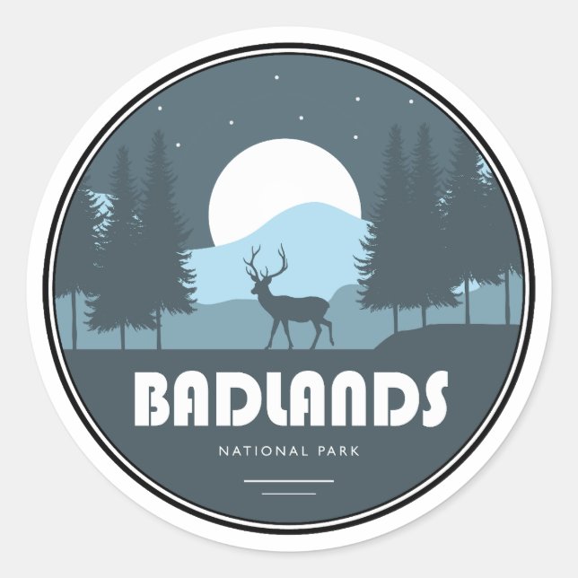 Sticker Rond Parc national des Badlands Deer (Devant)