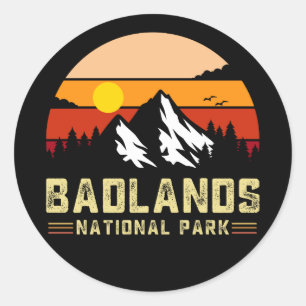 Sticker Rond parc national des badlands sud dakota vintage T-Sh