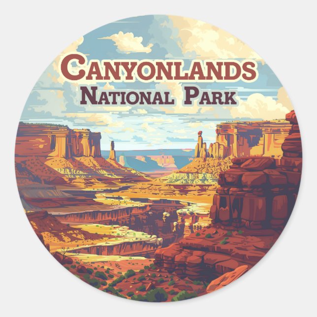 Sticker Rond Parc national des Canyonlands Utah Moab Retro (Devant)
