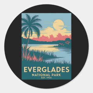 Sticker Rond Parc national des Everglades Camping Vintage Rando