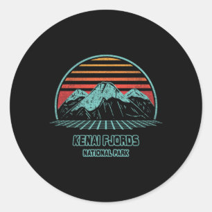Sticker Rond Parc national des fjords de Kenai Rétro Randonnée
