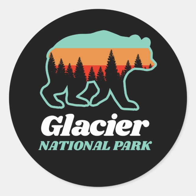 Sticker Rond Parc national des Glaciers Ours Randonnée Camping  (Devant)