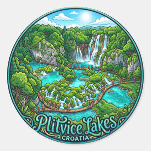 Sticker Rond Parc national des lacs de Plitvice Croatie