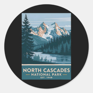 Sticker Rond Parc national des North Cascades Camping Vintage H